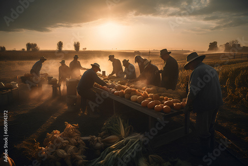 Agro teamwork working in the field  - AI Technology
