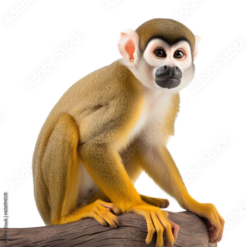 The Central American Squirrel Monkey png file. Transparent Background with generative ai photo