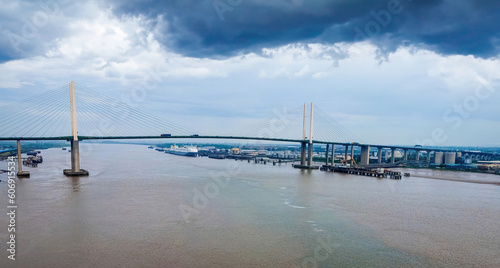 Dartford Crossing  a twin roadway over the Thames  made up of the Dartford Tunnel   the Queen Elizabeth II Bridge