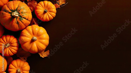 Halloween with bunch of orange pumpkins on spooky background for banner design