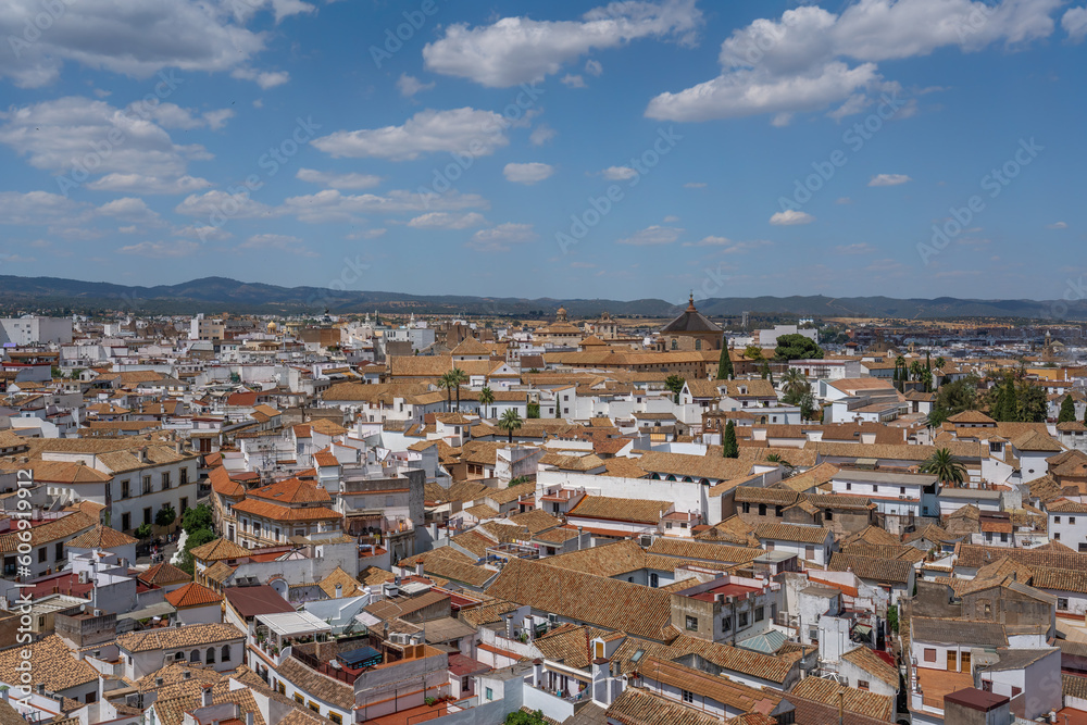 Aerial view of Cordoba with Santa Victoria Church - Cordoba, Andalusia, Spain