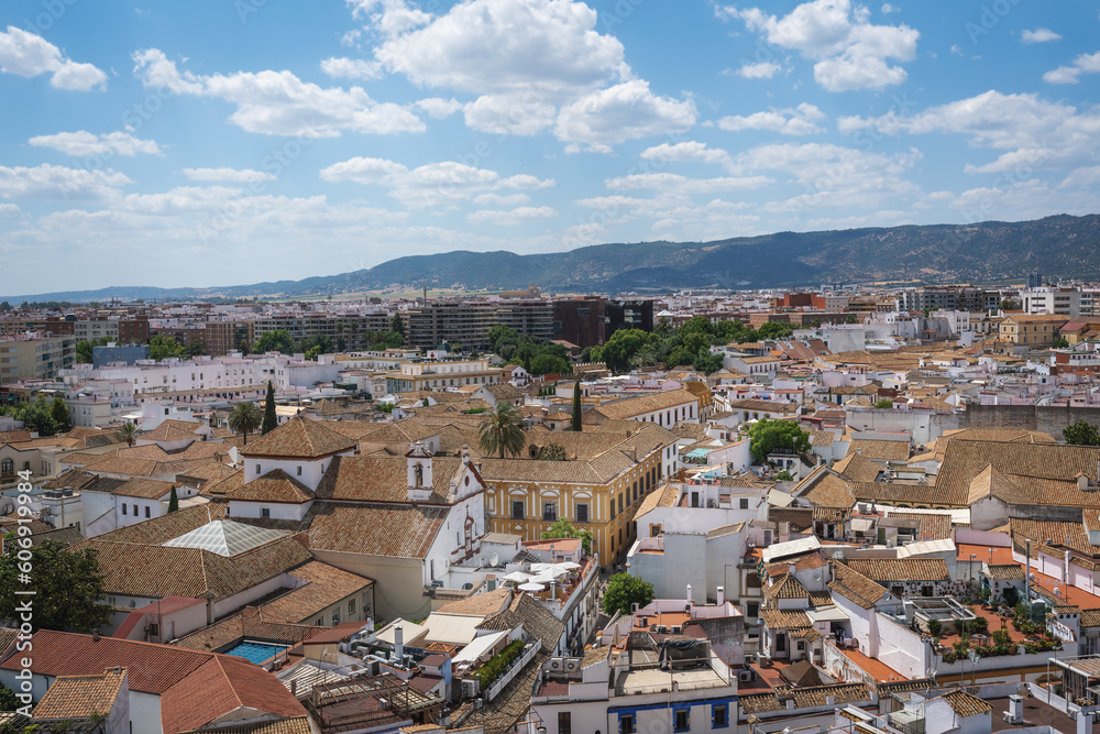 Aerial view of Cordoba with Plaza del Cardenal Salazar Square - Cordoba, Andalusia, Spain