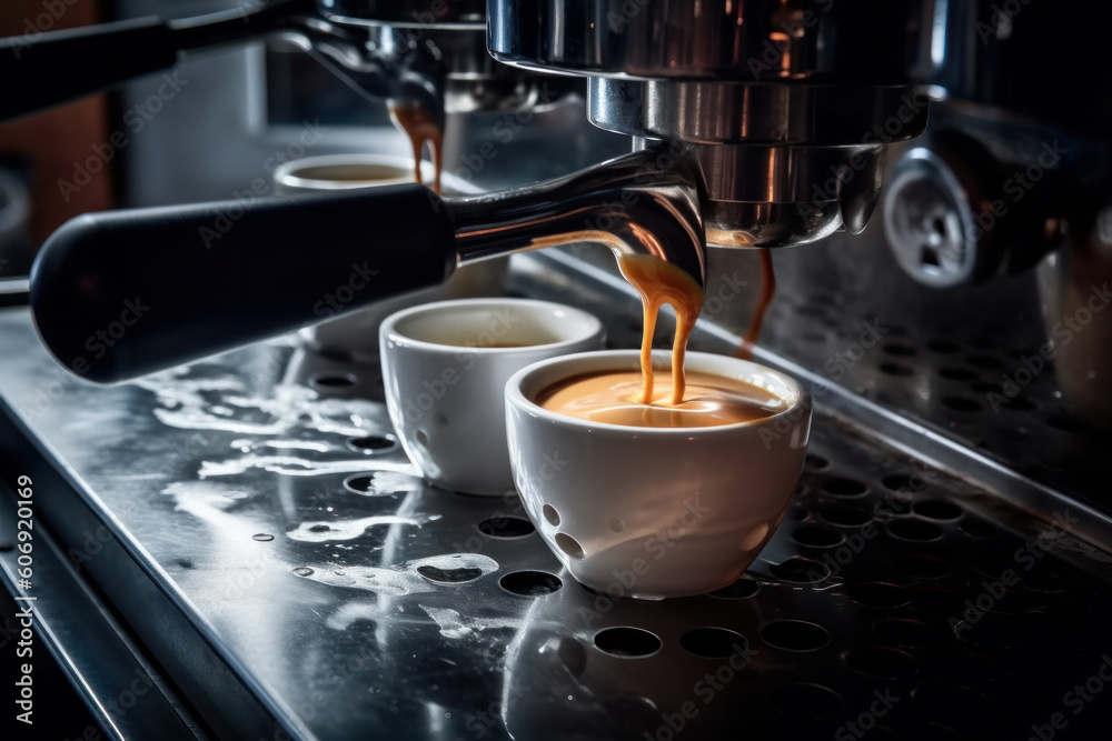 Automatic coffee maker delivering a hot and satisfying cup of coffee, perfect for any time of day. Relax and savor every sip. AI Generative Automatic coffee maker delivering a hot and satisfying cup of coffee, perfect for any time of day. Relax and savor every sip. AI Generative
