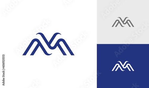 Letter M geometric initial monogram logo design