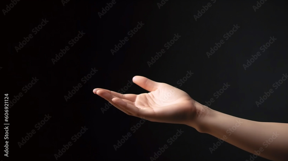 Empty woman hand facing upwards Generative AI