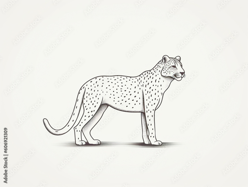 A Simple Line Drawing of a Cheetah | Generative AI A Simple Line Drawing of a Cheetah | Generative AI