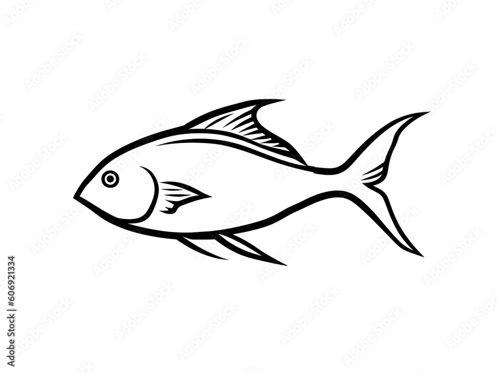 Fototapeta premium A Simple Line Drawing of a Fish | Generative AI