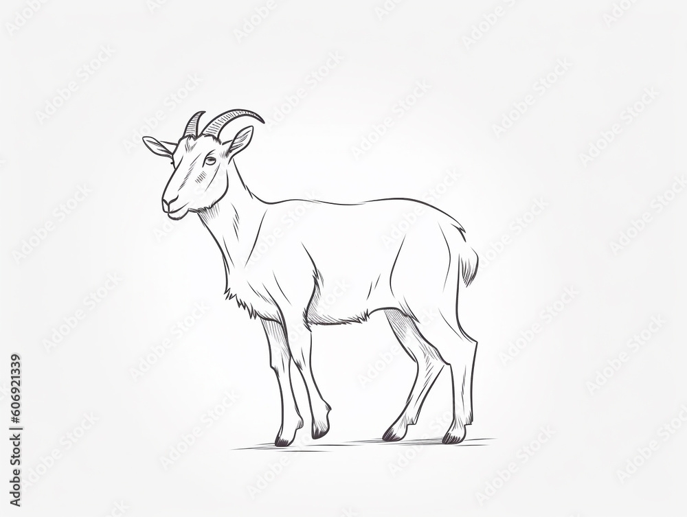 A Simple Line Drawing of a Goat | Generative AI
