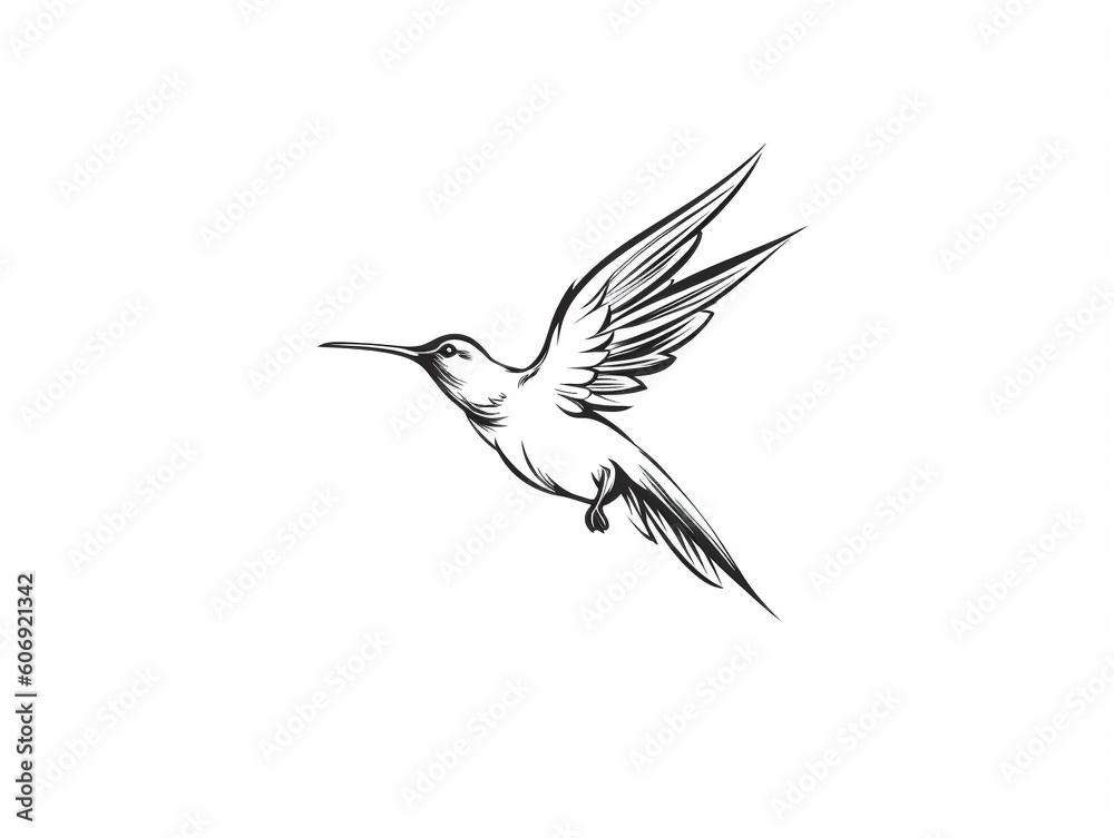 A Simple Line Drawing of a Hummingbird | Generative AI A Simple Line Drawing of a Hummingbird | Generative AI