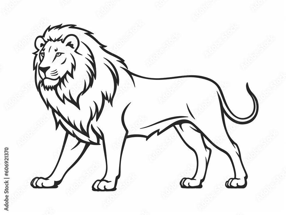 A Simple Line Drawing of a Lion | Generative AI A Simple Line Drawing of a Lion | Generative AI