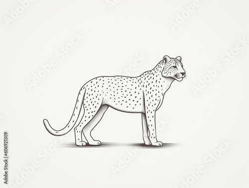 A Simple Line Drawing of a Cheetah | Generative AI