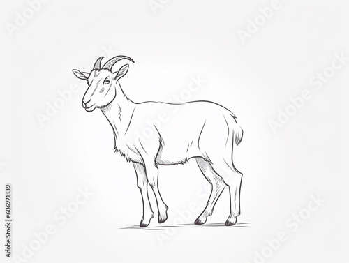 A Simple Line Drawing of a Goat   Generative AI