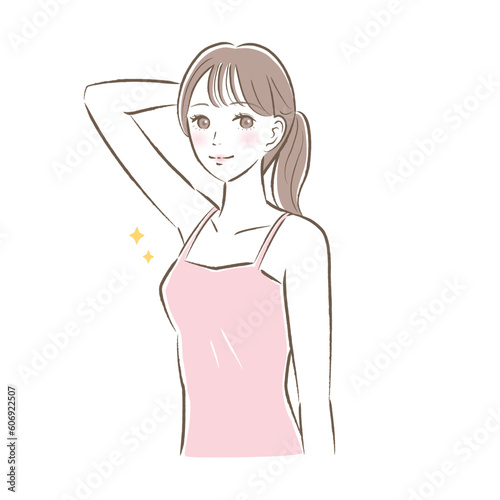 脱毛をして脇が綺麗な若い女性のイラスト