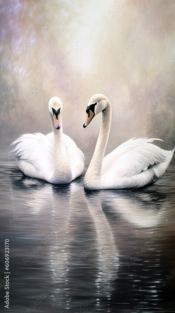 Fotografie swan on the lake Generative AI