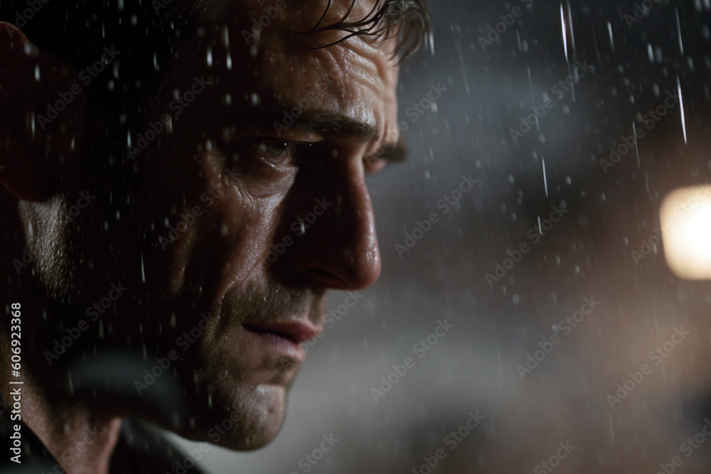 silhouette of a man in rain, freedom Generative AI silhouette of a man in rain, freedom Generative AI