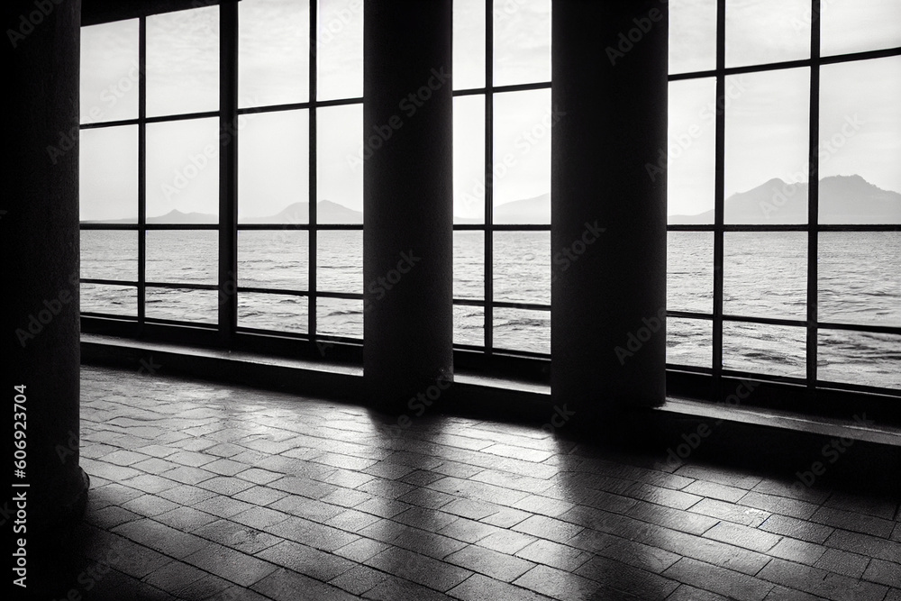 mansion Windows in sunrise Generative AI