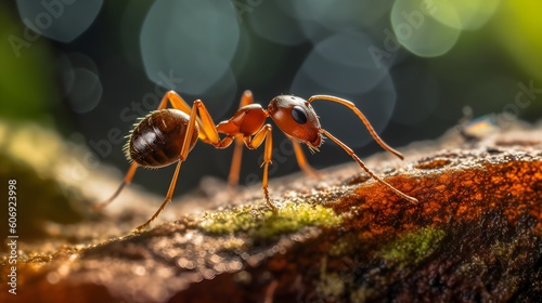 detailed macro image of an ant collecting, generative AI