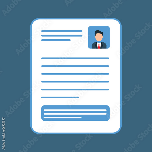 Man resume vector. Personal information data with photograph illustration
