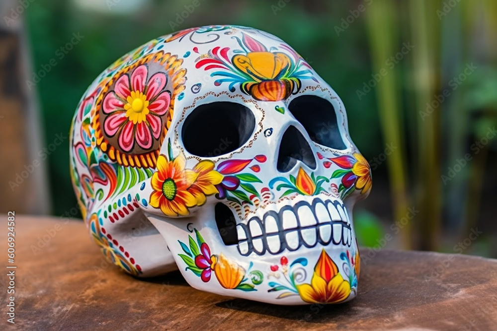 Magical colorful skull  Generative AI