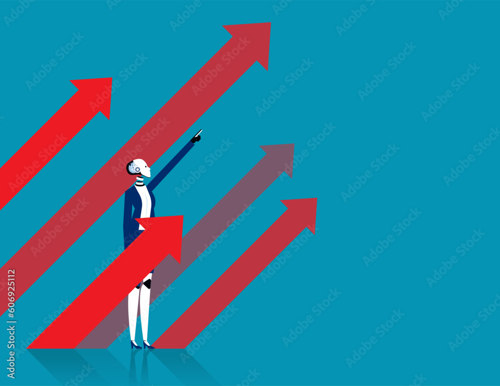 Robot investment direction. Business artificial intelligence concept Robot investment direction. Business artificial intelligence concept