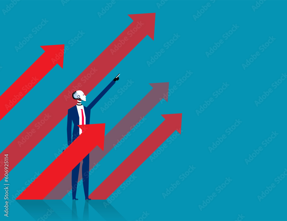 Robot investment direction. Business artificial intelligence concept Robot investment direction. Business artificial intelligence concept