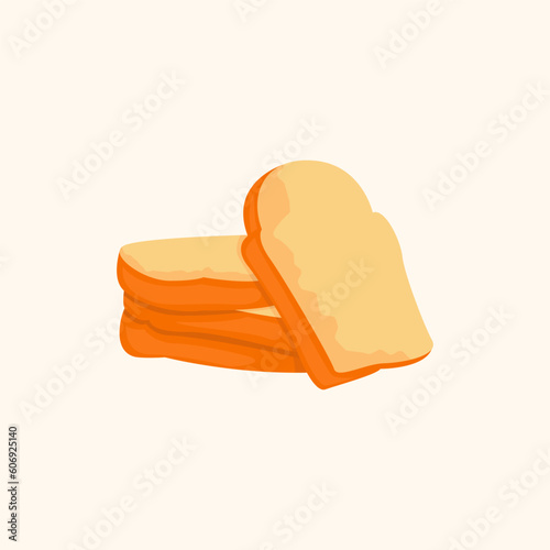 Cartoon toasts fresh toasted whole grain wheat bread slices with butter illustration