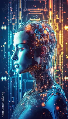 Man Humanoid AI. Generated AI