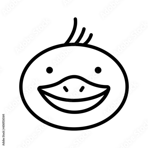 Duck face, muzzle. Doodle style. Hand drawn character. Bird head illustration. Vector hand drawn illustration.