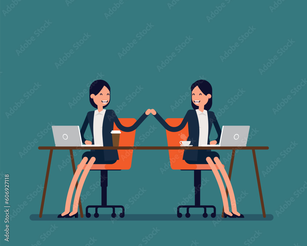 Office workers unity. Vector illustration business successful concept Office workers unity. Vector illustration business successful concept