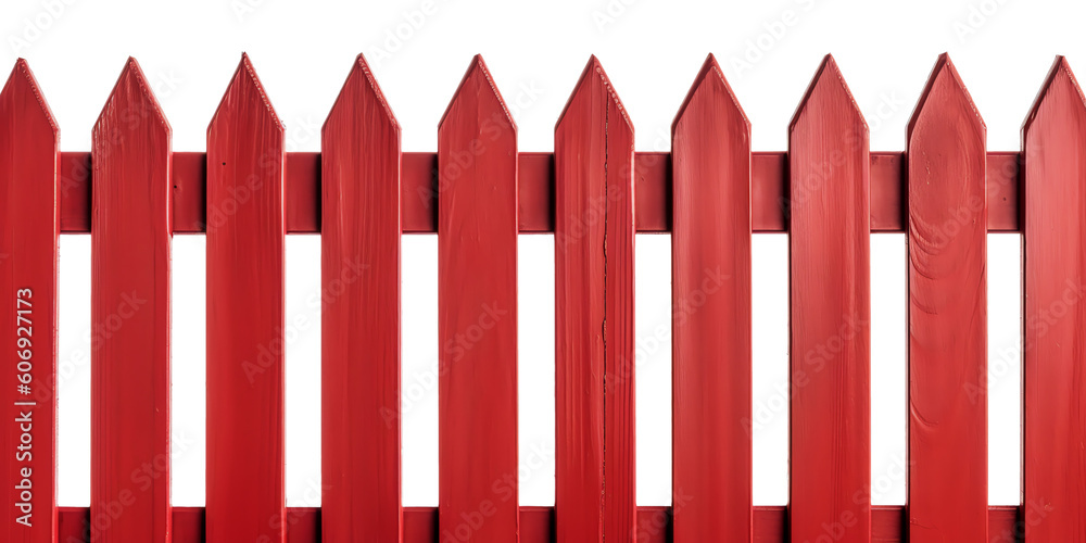 Red wooden fence isolated - Generative AI Red wooden fence isolated - Generative AI