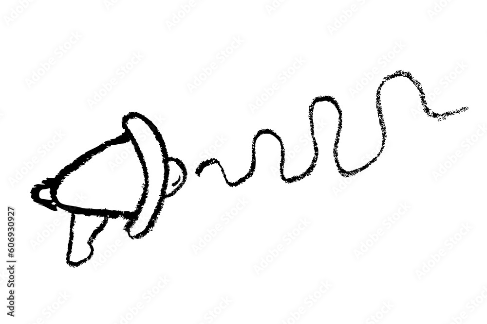 Φωτογραφία simple vector sketch crayon Bullhorn or Megaphone, isolated on white