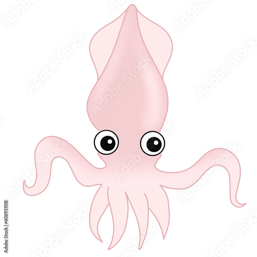 watercolor squid Underwater world Summer sea beach cliparts illustration