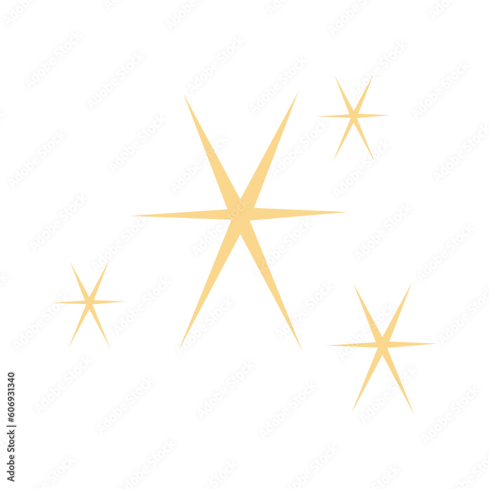 Sparkling Effect Illustration. Yellow, gold, orange sparkles symbols vector. Sparkle Icon. Bright firework, decoration twinkle, shiny flash. Glowing light effect stars and bursts collection. 