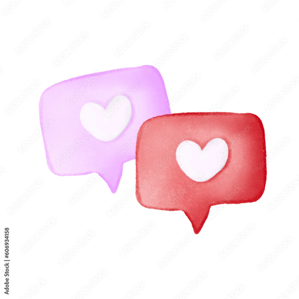 Speech bubble with heart, chat heart icon