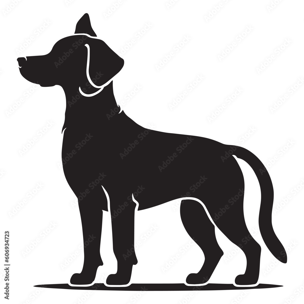 Dog Vector Silhouette, Dog Black and white vector silhouette