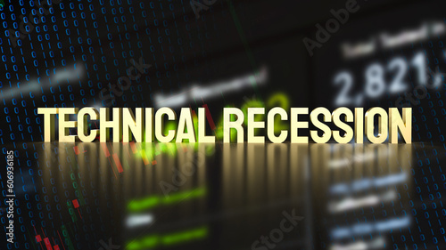 The Technical Recession gold text for Business concept 3d rendering