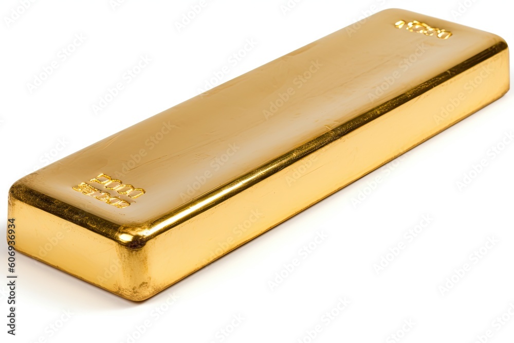 gleaming gold bar on a plain white backdrop Generative AI gleaming gold bar on a plain white backdrop Generative AI