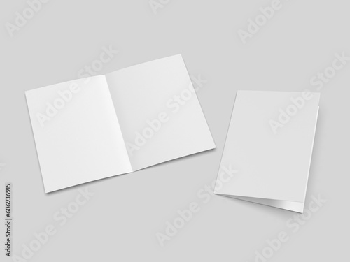 Billede på lærred Half fold brochure blank white template for mock up and presentation design