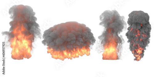 burning flame explosion on transparent background