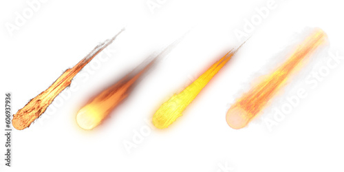 Meteorite fire on transparent background