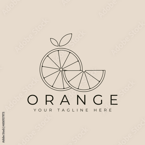 oramge fruit line art logo design with minimalist style logo vector illustration design