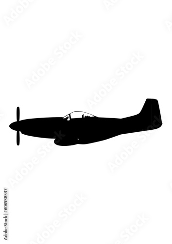 P-51 戦闘機 シルエット 飛行姿勢 空中姿勢 シルエット silhouette