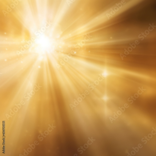 Sun ray effect natural light lens flare on gold background