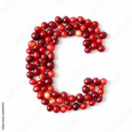 Letter C Made Of Cranberries. Generative AI