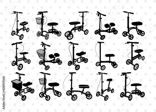 Knee Scooter SVG Cut Files, Scooter Silhouette, Push Scooter Svg, Kid Scooter Svg, Hitway Electric Scooter Svg, Kid Electric Scooter Svg, Scooter Bundle,