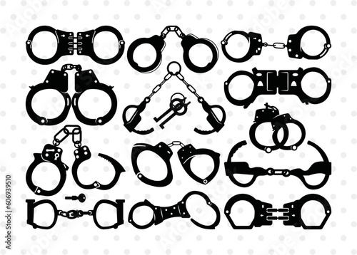 Handcuff SVG, Cuffs Silhouette, Police Handcuffs Svg, Prison Handcuffs Svg, Crime Svg, Manacle Svg, Cuffs Svg, Cuffs Bundle