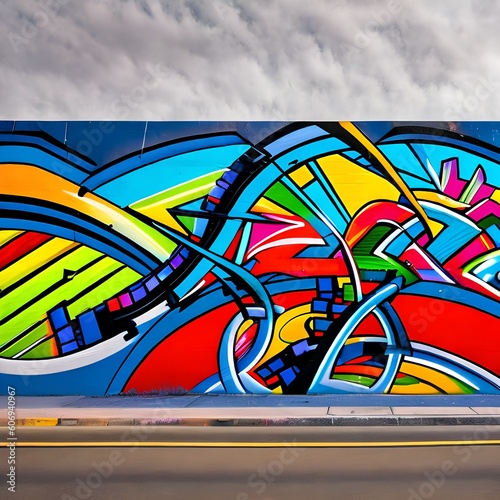1492 Urban Graffiti Art: A vibrant and urban background featuring graffiti art with bold colors, intricate designs, and an energetic and artistic urban ambiance4, Generative AI