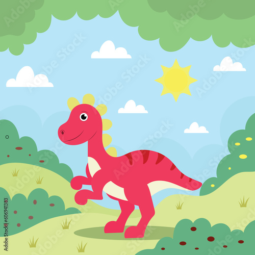 Baby dinosaur. Little dragon  lizard  dino animal. Childish funny cartoon character.