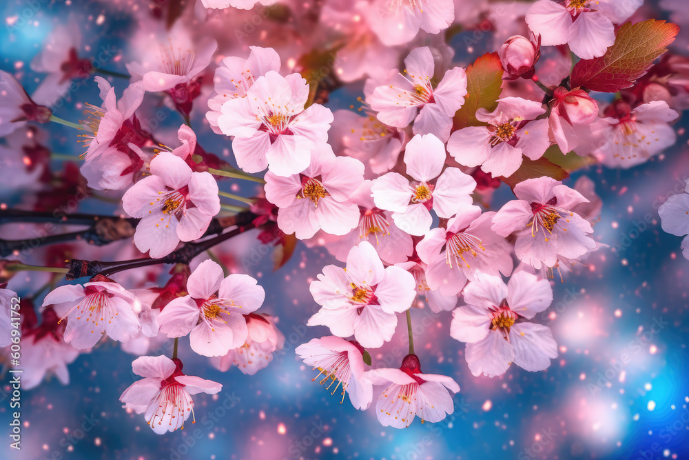 Floral flower spring abstract background of cherry blossom flower in spring season in Japan, generative AI