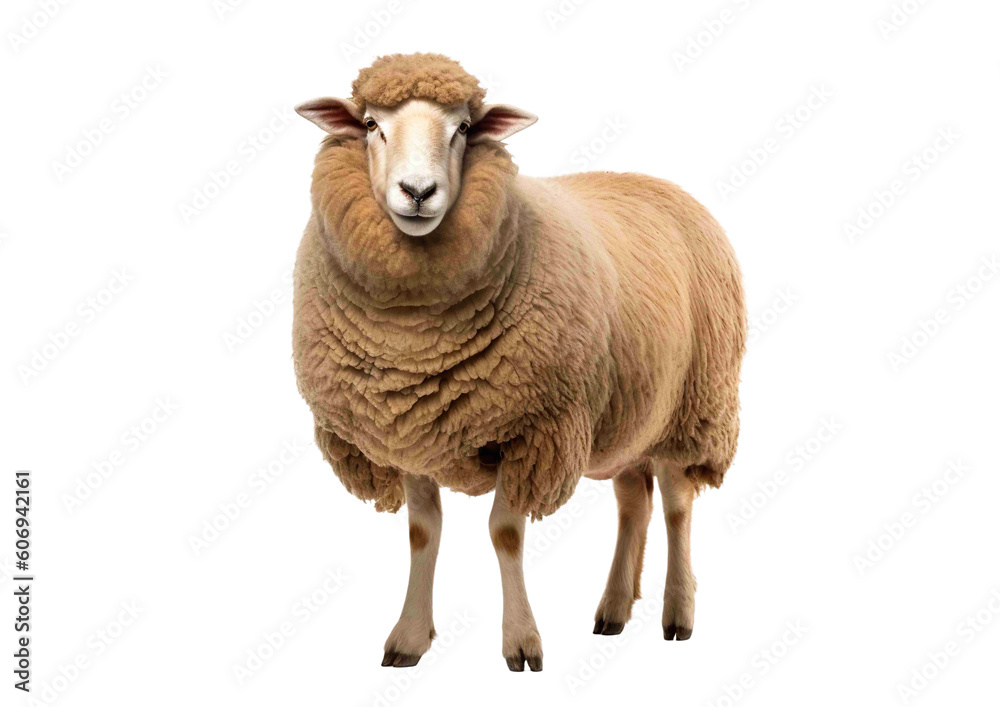 Fototapeta premium Sheep png, isolated, sheep on transparent background, generative ai